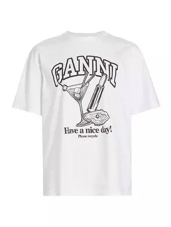 Shop Ganni Cotton Cocktail Logo T-Shirt | Saks Fifth Avenue