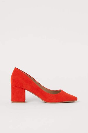 Block-heeled Pumps - Orange