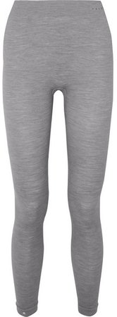 Paneled Technical Stretch Wool-blend Leggings - Gray