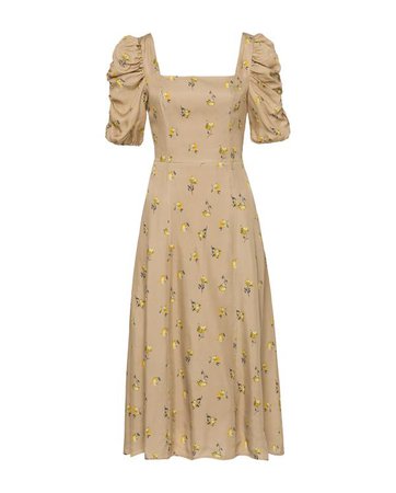 Ruffled Sleeved Dress in Toffee with Flowerprint – IVY & OAK (EN)