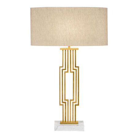 Art Deco Provence Brushed Brass Table Lamp With Shade | Chairish