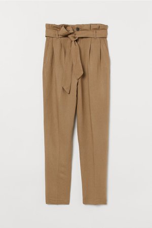Linen-blend Paper-bag Pants - Beige - Ladies | H&M CA