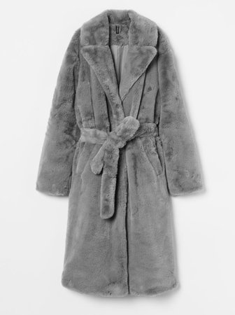 Grey fur coat