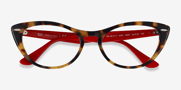 Ray-Ban Nina - Cat Eye Tortoise Red Frame Glasses For Women