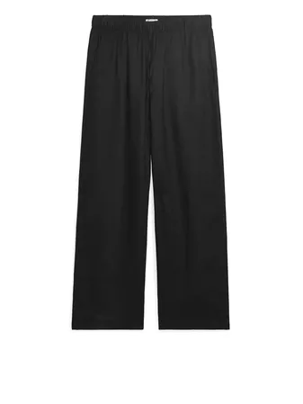 Elastic-Waist Linen Trousers - Black - Trousers - ARKET GB