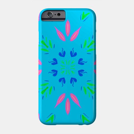 Cyan Flower Pattern - Flower - Phone Case | TeePublic