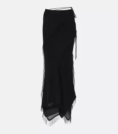 Asymmetric Silk Crepe Maxi Skirt in Black - Acne Studios | Mytheresa