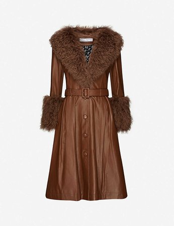 SAKS POTTS - Foxy shearling-trimmed leather coat | Selfridges.com