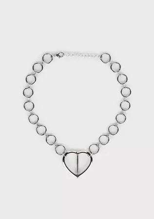 Chainlink Heart Necklace - Silver – Dolls Kill