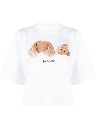 Palm Angels cropped Bear print T-shirt