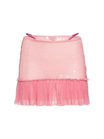 Nensi Dojaka - Sequin embellished georgette mini skirt - Pink | Luisaviaroma
