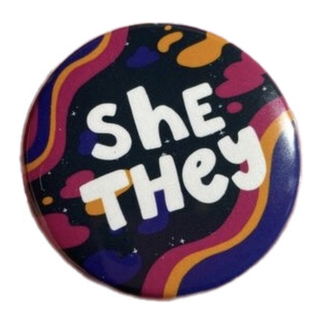 she/they pronouns pin