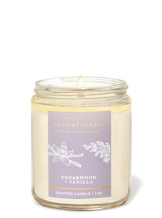 Cedarwood Vanilla Single Wick Candle - Aromatherapy | Bath & Body Works