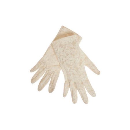 laced cream gloves