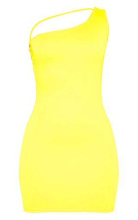 Yellow One Shoulder Strap Detail Bodycon Dress | PrettyLittleThing