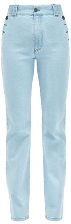 Buttoned Flared High Rise Jeans - Womens - Denim