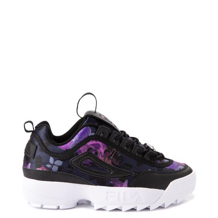Womens Fila Disruptor 2 Floral Athletic Shoe - Black / Purple | Journeys