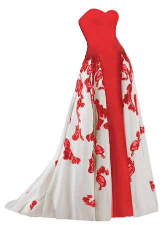 Dress white red long