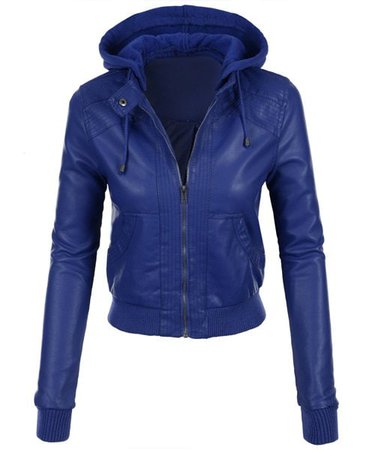 [30% OFF] Stylish Hooded Long Sleeve Solid Color Faux Leather Spliced Women's Jacket | Rosegal