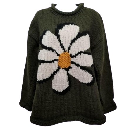 Vintage Green Daisy Sweater