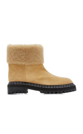 Shearling-Lined Suede Lug-Sole Boots By Proenza Schouler