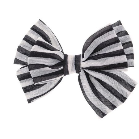 black and white striped bow
