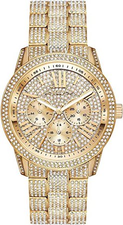 Amazon.com: Michael Kors MK6789 Bradshaw Gold Tone Stainless Steel Pave Glitz Women's 42 mm Bracelet Watch : Clothing, Shoes & Jewelry