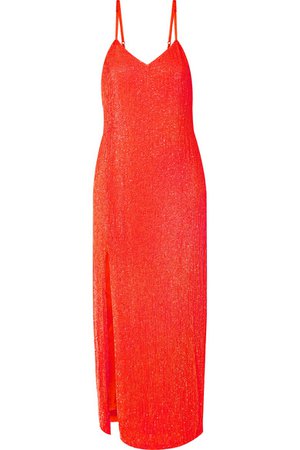 Retrofête | Rebecca neon sequined chiffon midi dress | NET-A-PORTER.COM