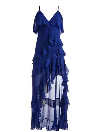 Laverne Asymmetrical Ruffle Maxi Dress In Azure | Alice And Olivia