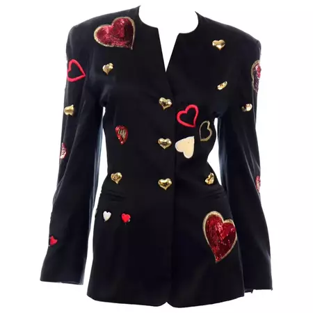 Vintage 1980s Escada Margaretha Ley Red Sequin Hearts Black Blazer Jacket For Sale at 1stDibs | escada by margaretha ley, escada margaretha ley clothing, escada margaretha ley jacket