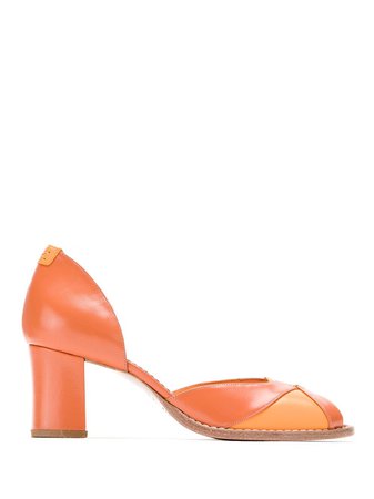 Orange Sarah Chofakian block heel leather pumps KANYAGR55FORR - Farfetch