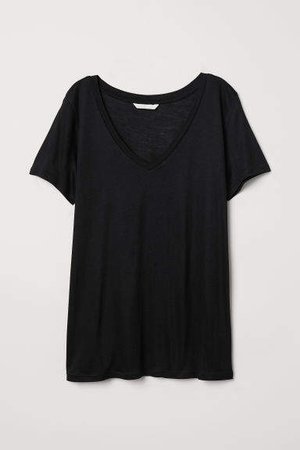 V-neck T-shirt - Black