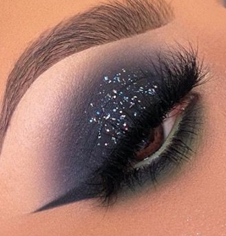 Dark Grey Glitter Eye Makeup