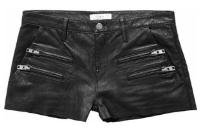 leather zipper detail short shorts
