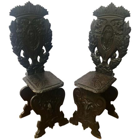 Pair of Italian Renaissance Revival Sgabello Chairs, circa 1870 For Sale at 1stDibs