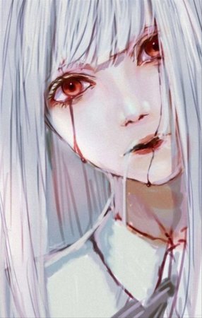 Tears of blood... freetoedit anime girl sad crying gho...