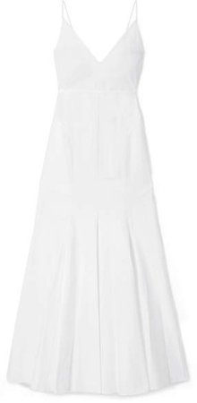 Blair Pleated Cotton-poplin Maxi Dress - White