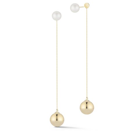 14K Gold & Pearl Ball Drop Earring – MATEO