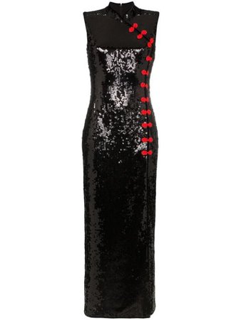 De La Vali Jean Sequin Embellished Maxi Dress - Farfetch