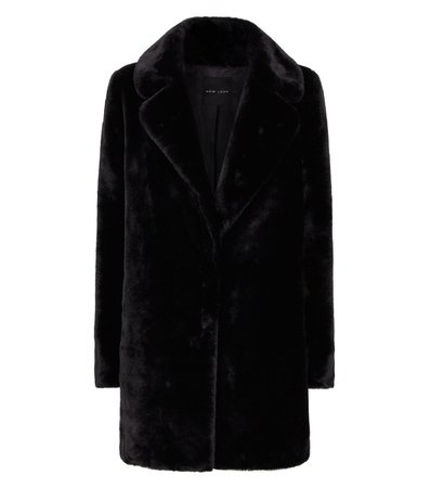 New Look Faux Fur Coat Black