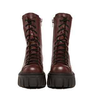 brown leather combat boots