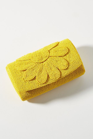 yellow floral beaded bag