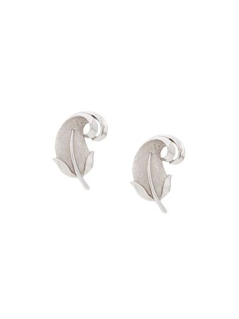 Shop silver Susan Caplan Vintage 1960's curled leaf earrings with Express Delivery - Farfetch