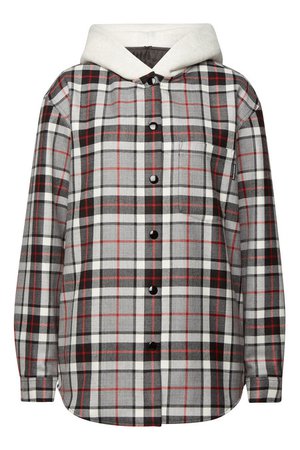 Alexander Wang - Checked Wool Shirt with Cotton - grey