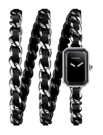 black and silver chain bracelet watch