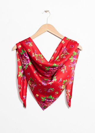 Floral Print Triangle Scarf - Red Floral - Lightweight scarves - & Other Stories
