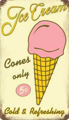 Vintage Ice Cream Sign - Pinterest