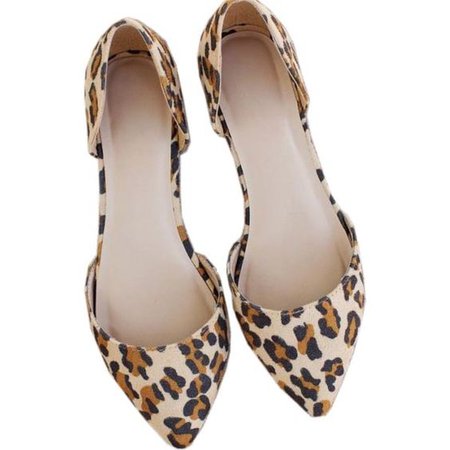 Leopard Print Flats Pointy Toe Double D'orsay Pumps Shoes