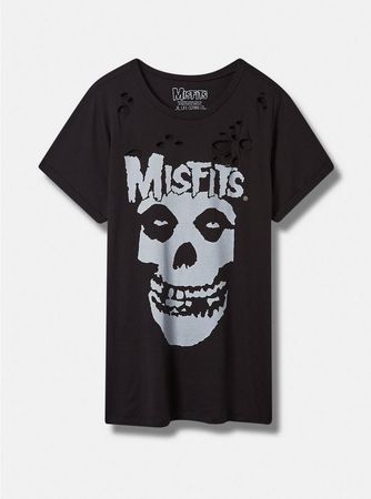 Plus Size - Misfits Relax Fit Cotton Distressed Tunic Tee - Torrid