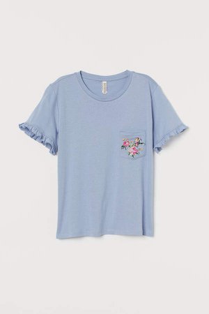 Embroidery-embellished Top - Blue